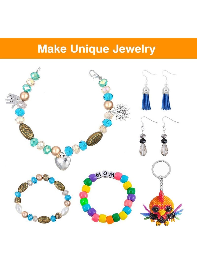 Capstro 4655PCS Letter Bracelet Beads Kit – 3-Layer Jewelry Making Set for Kids | Alphabet Beads, Shapes, Cords & Accessories | DIY Name Bracelet Craft Kit for Girls & Early Learning Creativity - Image 4